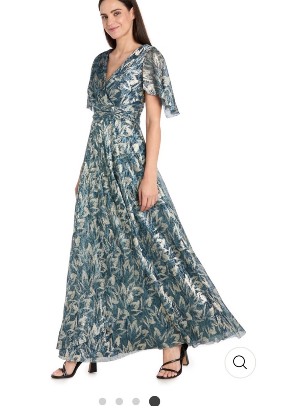 Floral Wrap Maxi Dress in Teal and Cream